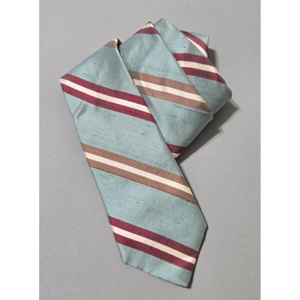 Daks Silk Necktie Striped Muted Blue Red Brown 3x57 USA